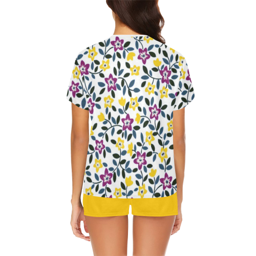 cute floral purple yellow \ Women's Short Pajama Set