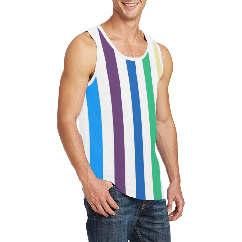 Rainbow Stripes with White Men's All Over Print Tank Top (Model T57)