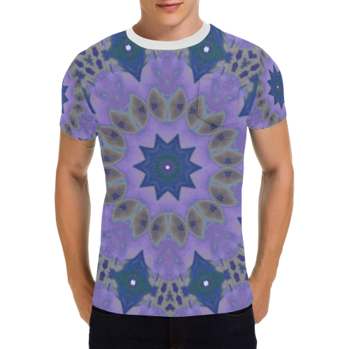 Purple Mandala Geometric Men's All Over Print T-Shirt with Chest Pocket (Model T56)