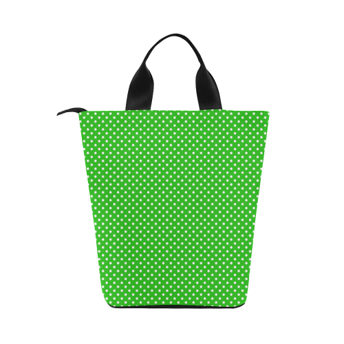 Green polka dots Nylon Lunch Tote Bag (Model 1670)