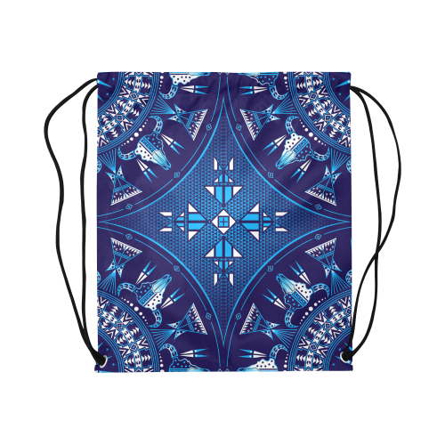 Sacred Buffalo Blue Large Drawstring Bag Model 1604 (Twin Sides)  16.5"(W) * 19.3"(H)