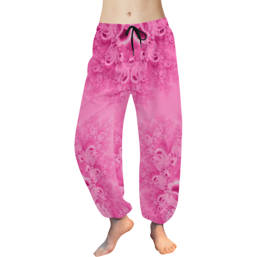 Soft Pink Frost of Morning  Fractal Abstract Women's All Over Print Harem Pants (Model L18)