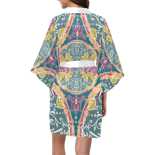 Hippie Mandala Pattern - Bohemian Chic Style 9 Kimono Robe