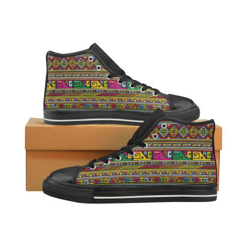 Traditional Africa Border Wallpaper Pattern 1 Women's Classic High Top Canvas Shoes (Model 017)