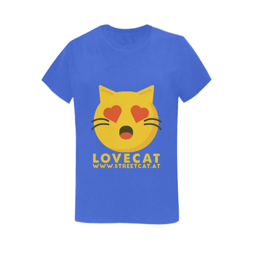 Lovecat_women_blue Women's T-Shirt in USA Size (Two Sides Printing)