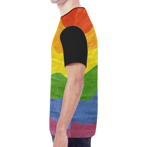 Gay Pride - Rainbow Flag Waves Stripes 3 New All Over Print T-shirt for Men/Large Size (Model T45)