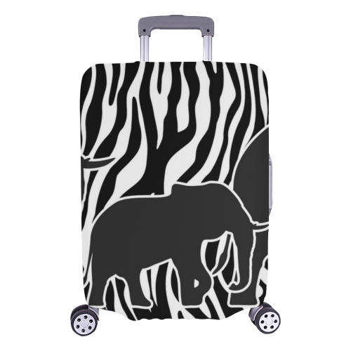 ELEPHANTS to ZEBRA stripes black & white Luggage Cover/Large 26"-28"