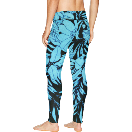 blue floral watercolor abstract Men's All Over Print Leggings (Model L38)