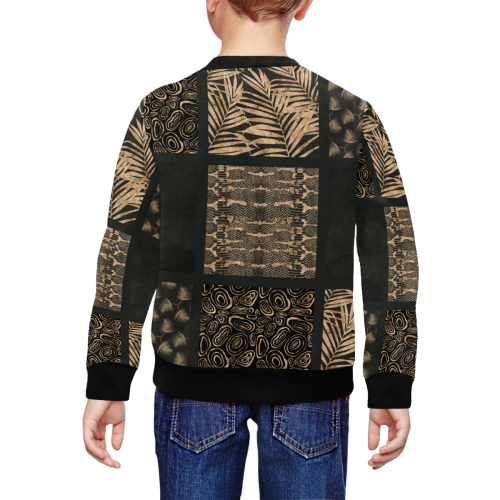 Exclusive Golden Black Python Patchwork All Over Print Crewneck Sweatshirt for Kids (Model H29)
