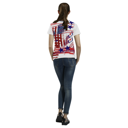 4th of July All Over Print T-Shirt for Women (USA Size) (Model T40)