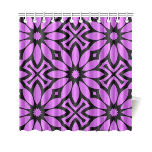 Purple/Black Flowery Pattern Shower Curtain 69"x70"