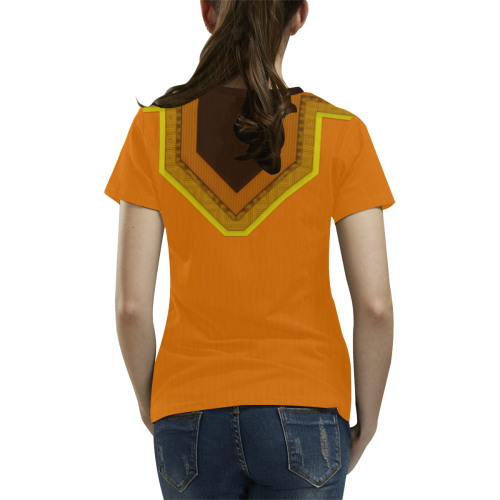Ethnic Orange, Brown, Yellow All Over Print T-shirt for Women/Large Size (USA Size) (Model T40)