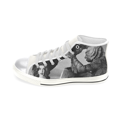 creature grey painting Women's Classic High Top Canvas Shoes (Model 017)