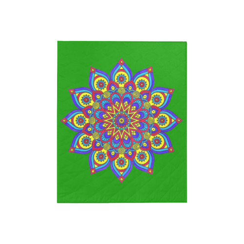 Brilliant Star Mandala Green Quilt 40"x50"