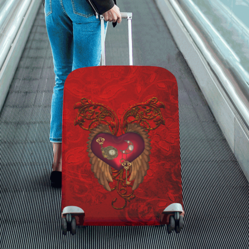 Beautiful heart, wings, clocks and gears Luggage Cover/Large 26"-28"