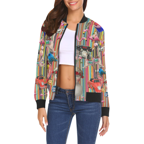 Weekend Away All Over Print Bomber Jacket for Women (Model H19)