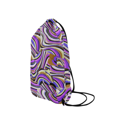 Groovy Retro Renewal - Purple Waves Small Drawstring Bag Model 1604 (Twin Sides) 11"(W) * 17.7"(H)