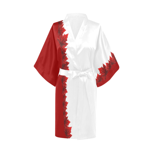 Canada Maple Leaf Robes White Kimono Robe