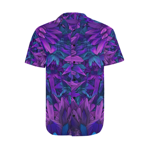 Purple Jungle Men's Short Sleeve Shirt with Lapel Collar (Model T54)