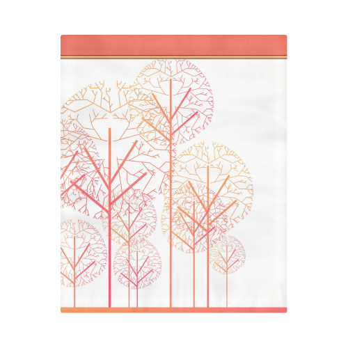 Bare Branches Skeleton Trees Shades of Orange on Cream Duvet Cover 86"x70" ( All-over-print)