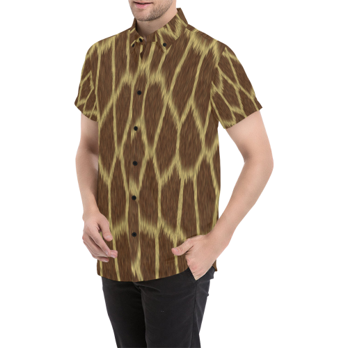 Giraffe Print Men's All Over Print Short Sleeve Shirt (Model T53)