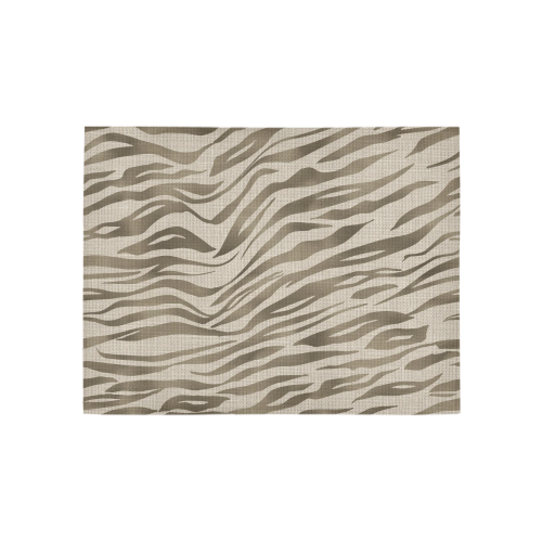 Linen Horizontal Large Tiger Animal Print Area Rug 5'3''x4'