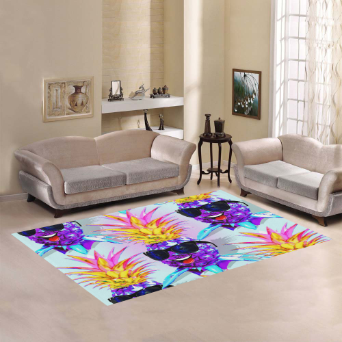 Pineapple Ultraviolet Happy Dude with Sunglasses Area Rug7'x5'