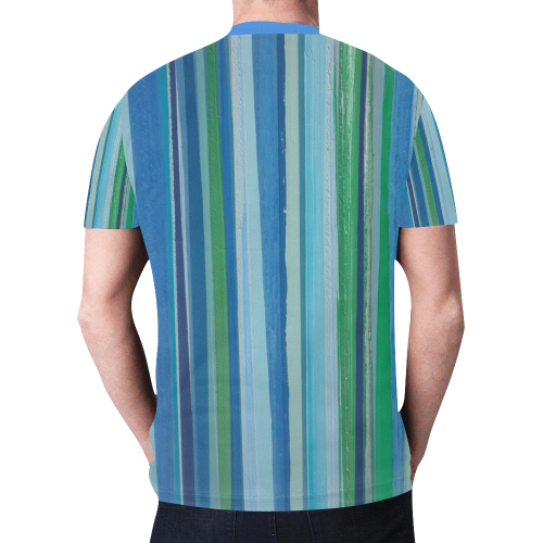 painted stripe New All Over Print T-shirt for Men/Large Size (Model T45)