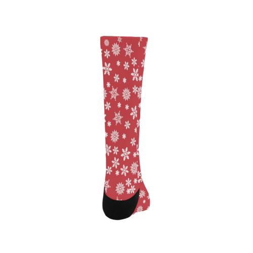 Christmas  White Snowflakes on Red Trouser Socks (For Men)