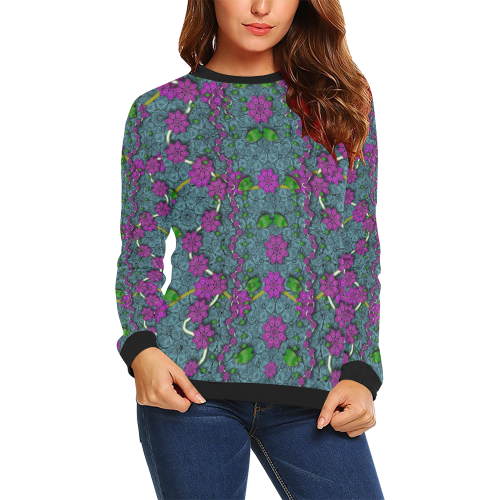 the most beautiful flower forest on earth All Over Print Crewneck Sweatshirt for Women (Model H18)