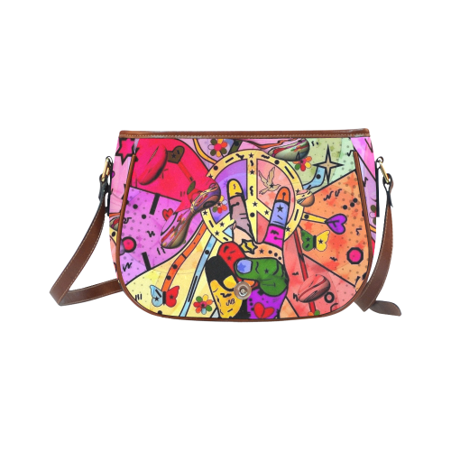 Peace Popart by Nico Bielow Saddle Bag/Large (Model 1649)
