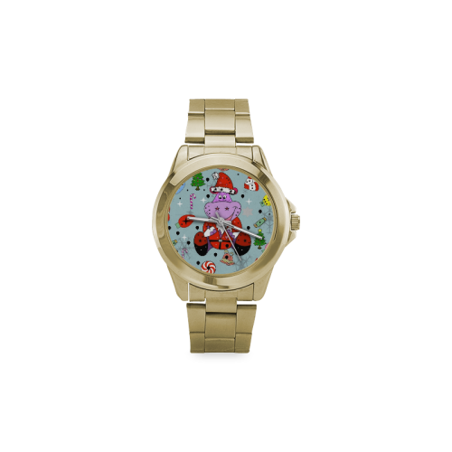 Christmas Hippo by Nico Bielow Custom Gilt Watch(Model 101)