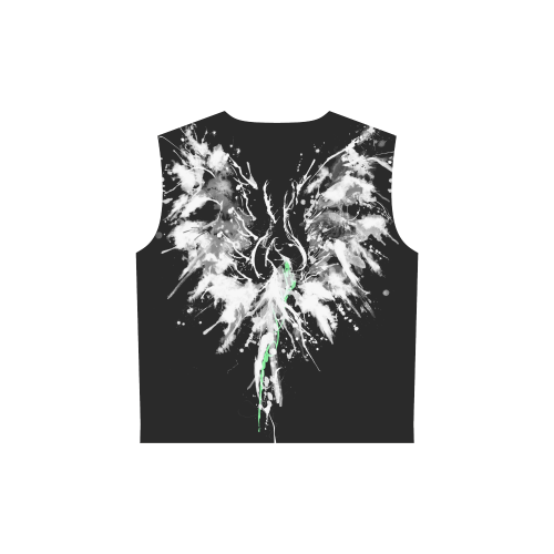 Phoenix - Abstract Painting Bird White 1 All Over Print Sleeveless Hoodie for Women (Model H15)