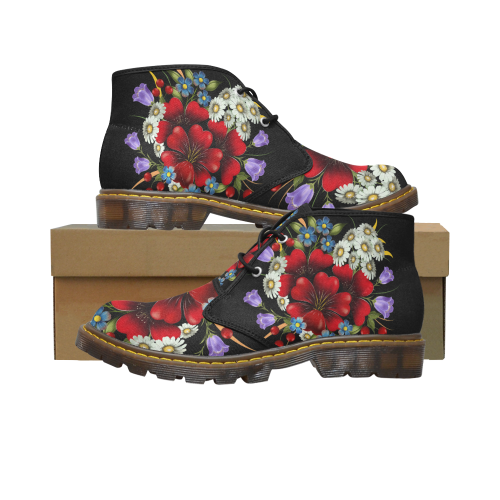 Bouquet Of Flowers Men's Canvas Chukka Boots (Model 2402-1)
