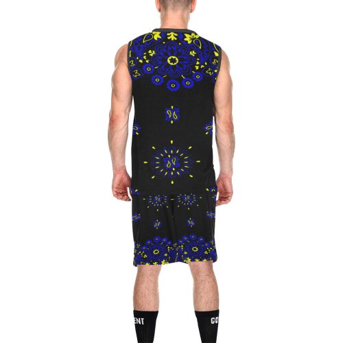 blue yellow bandana version 2 All Over Print Basketball Uniform