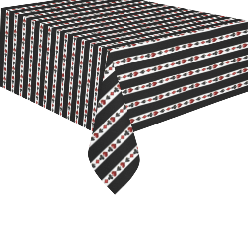 Las Vegas Playing Card Symbols Stripes Cotton Linen Tablecloth 60" x 90"