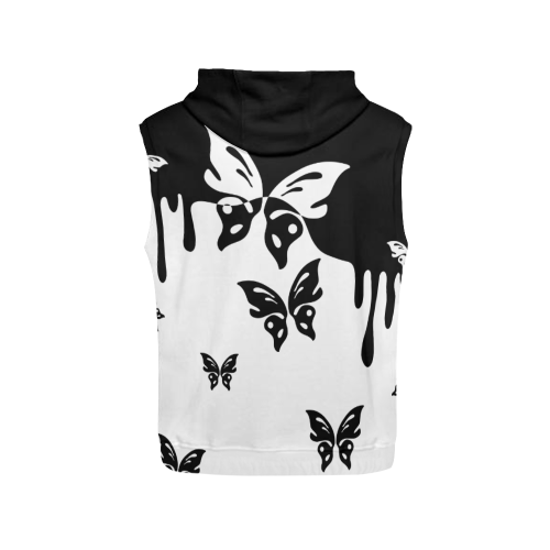 Animals Nature - Splashes Tattoos with Butterflies All Over Print Sleeveless Hoodie for Women (Model H15)