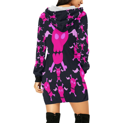 scullss*sweaterdress All Over Print Hoodie Mini Dress (Model H27)