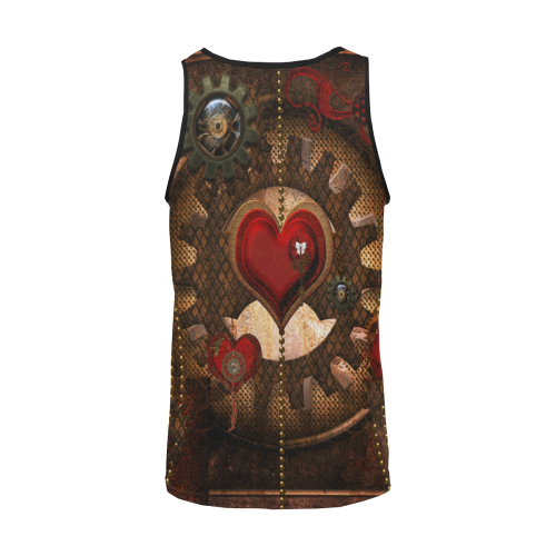 Steampunk, awesome herats with clocks and gears Men's All Over Print Tank Top (Model T57)