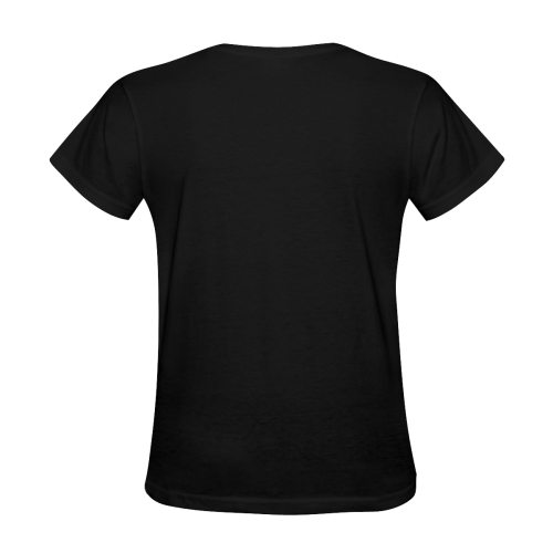 Gold Metallic Lion Black Women's T-Shirt in USA Size (Two Sides Printing)