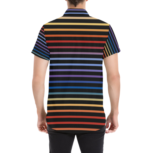 Narrow Flat Stripes Pattern Colored Men's All Over Print Short Sleeve Shirt (Model T53)