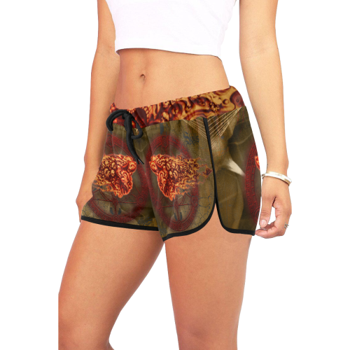 Awesome, creepy flyings skulls Women's All Over Print Relaxed Shorts (Model L19)