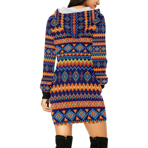 Awesome Ethnic Boho Design All Over Print Hoodie Mini Dress (Model H27)