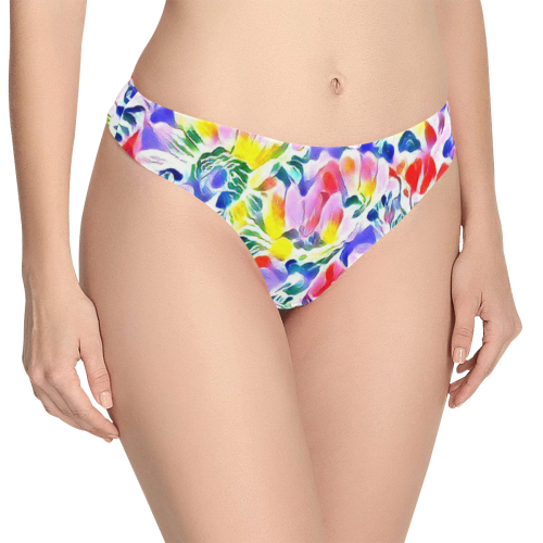 Floral Summer Greetings 1A by JamColors Women's All Over Print Thongs (Model L30)