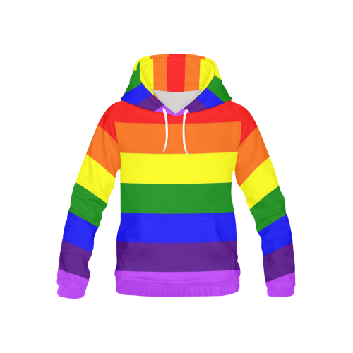 Rainbow Flag (Gay Pride - LGBTQIA+) All Over Print Hoodie for Kid (USA Size) (Model H13)