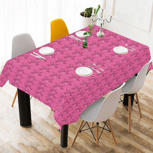 Rosey Rose Vintage Cotton Linen Tablecloth 52"x 70"