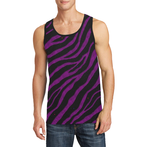 Ripped SpaceTime Stripes - Purple Men's All Over Print Tank Top (Model T57)