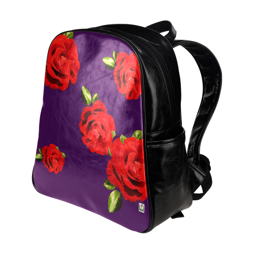 Fairlings Delight's Floral Luxury Collection- Red Rose Multi-Pockets Backpack 53086b6 Multi-Pockets Backpack (Model 1636)