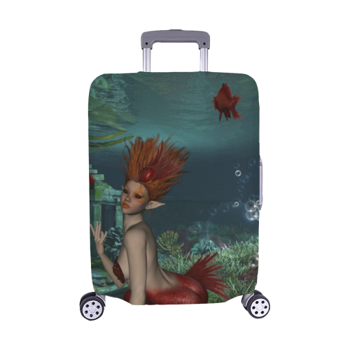 Beautiful mermaid and fantasy fish Luggage Cover/Medium 22"-25"