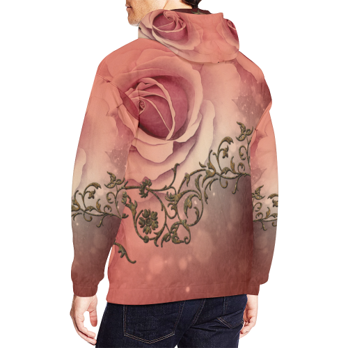 Wonderful roses with floral elements All Over Print Hoodie for Men/Large Size (USA Size) (Model H13)